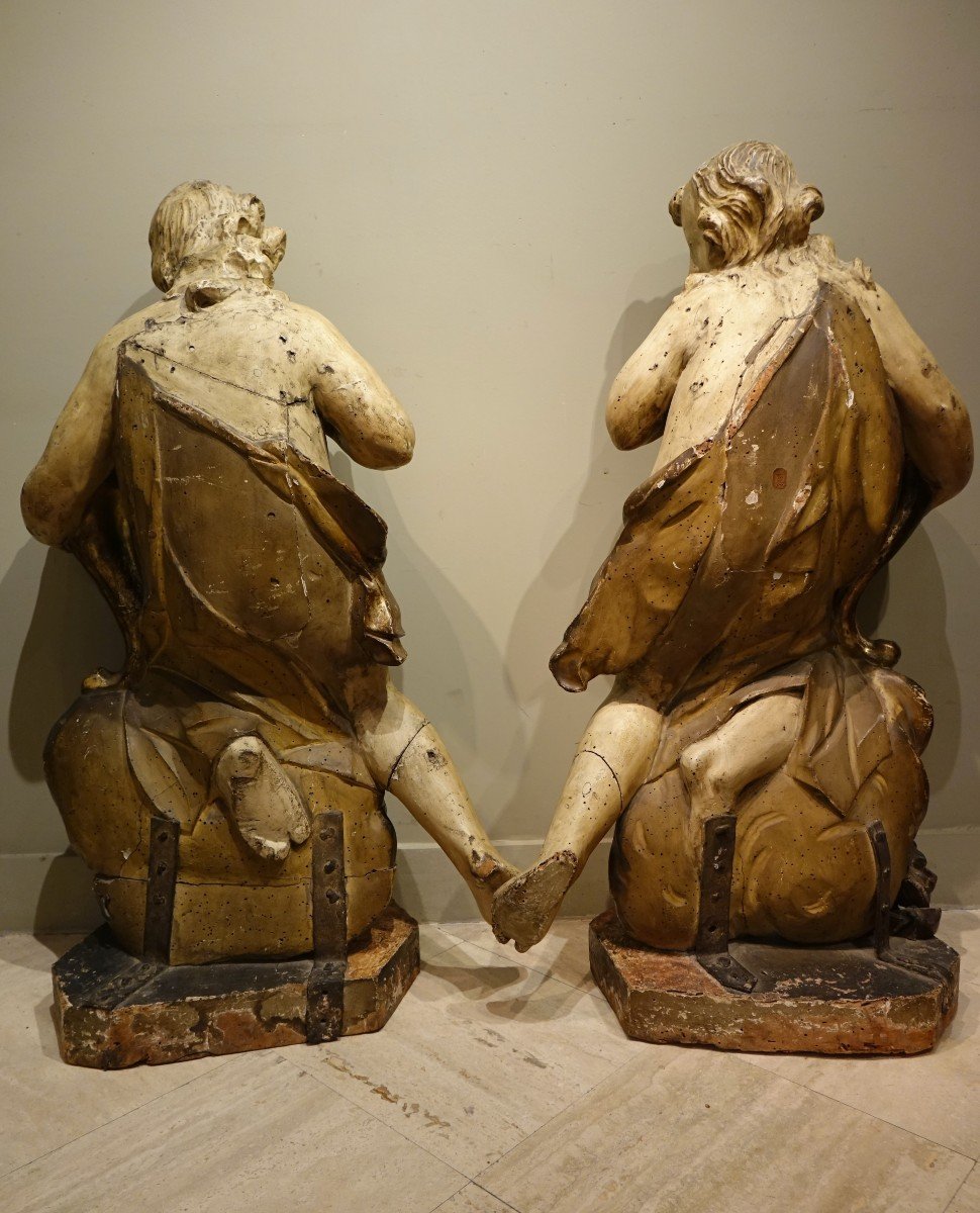 Paire de grandes statues baroques , Allemagne ou Bohème-Moravie, 17e s.-photo-5