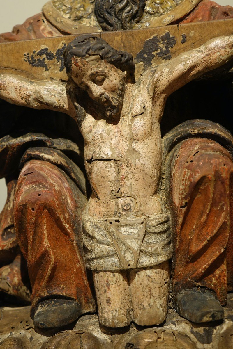 Trinity In Carved Wood In The Round, Germany, Circa 1550-photo-2