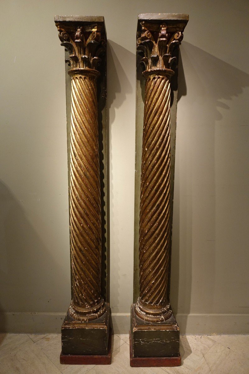 Pair Of Twisted Sconces Columns, France 17th C.