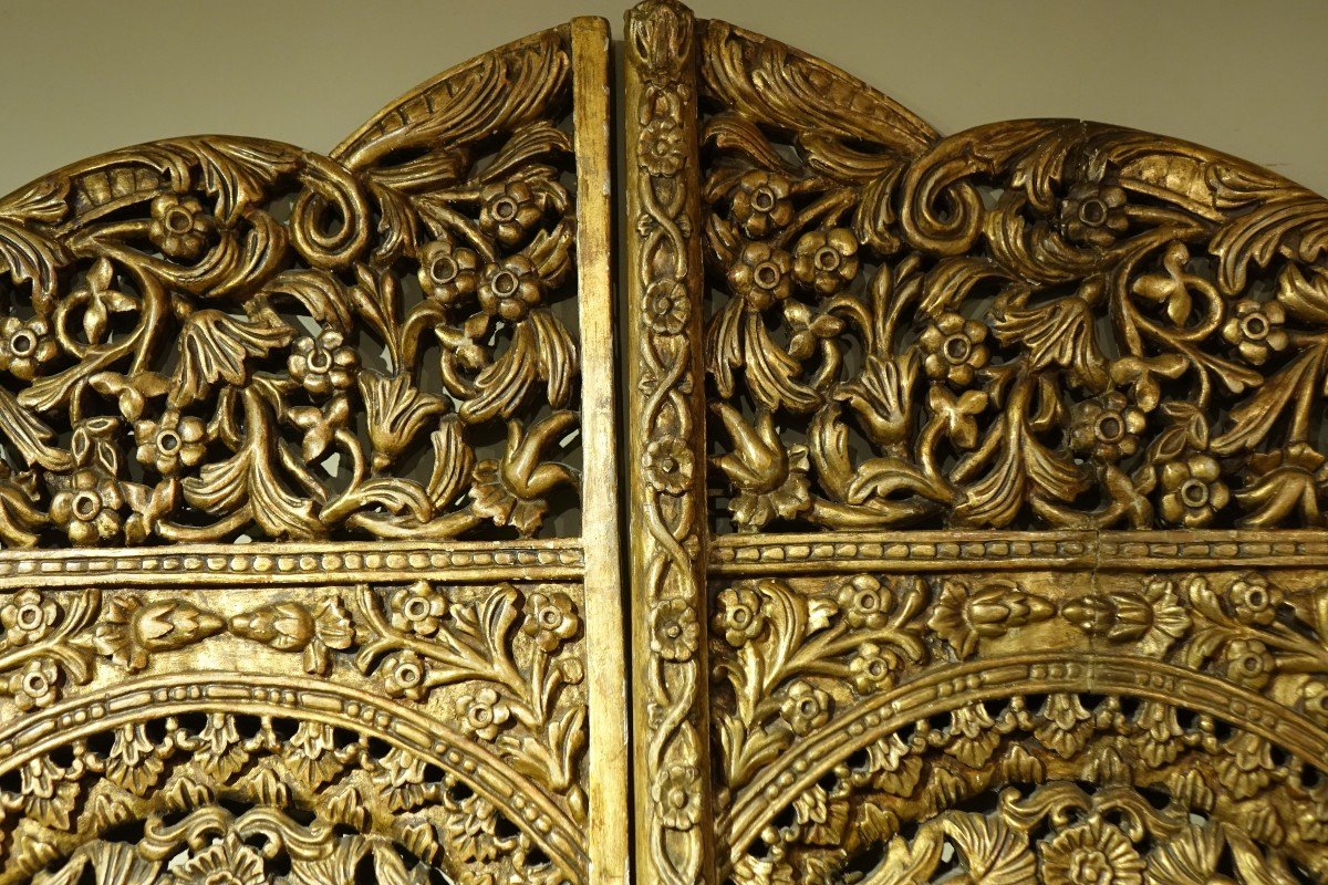 Iconostasis Door In Carved And Gilded Wood, The Annunciation, 19th C.-photo-4