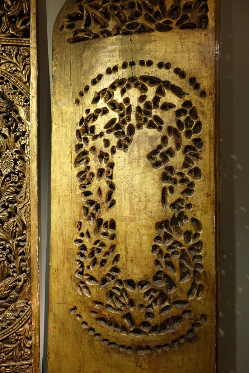 Iconostasis Door In Carved And Gilded Wood, The Annunciation, 19th C.-photo-2