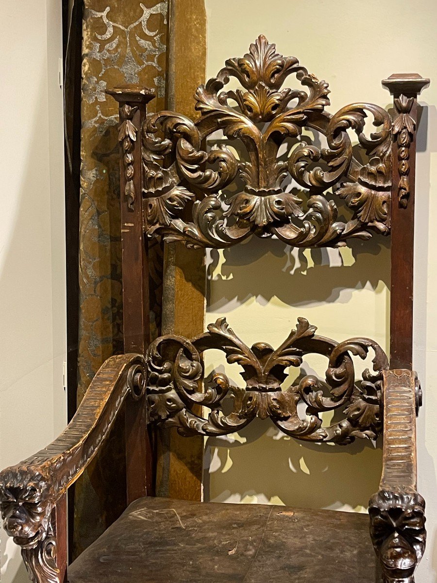 Very Large Pair Of Armchairs, Italy, Tuscany, 17th C.-photo-3