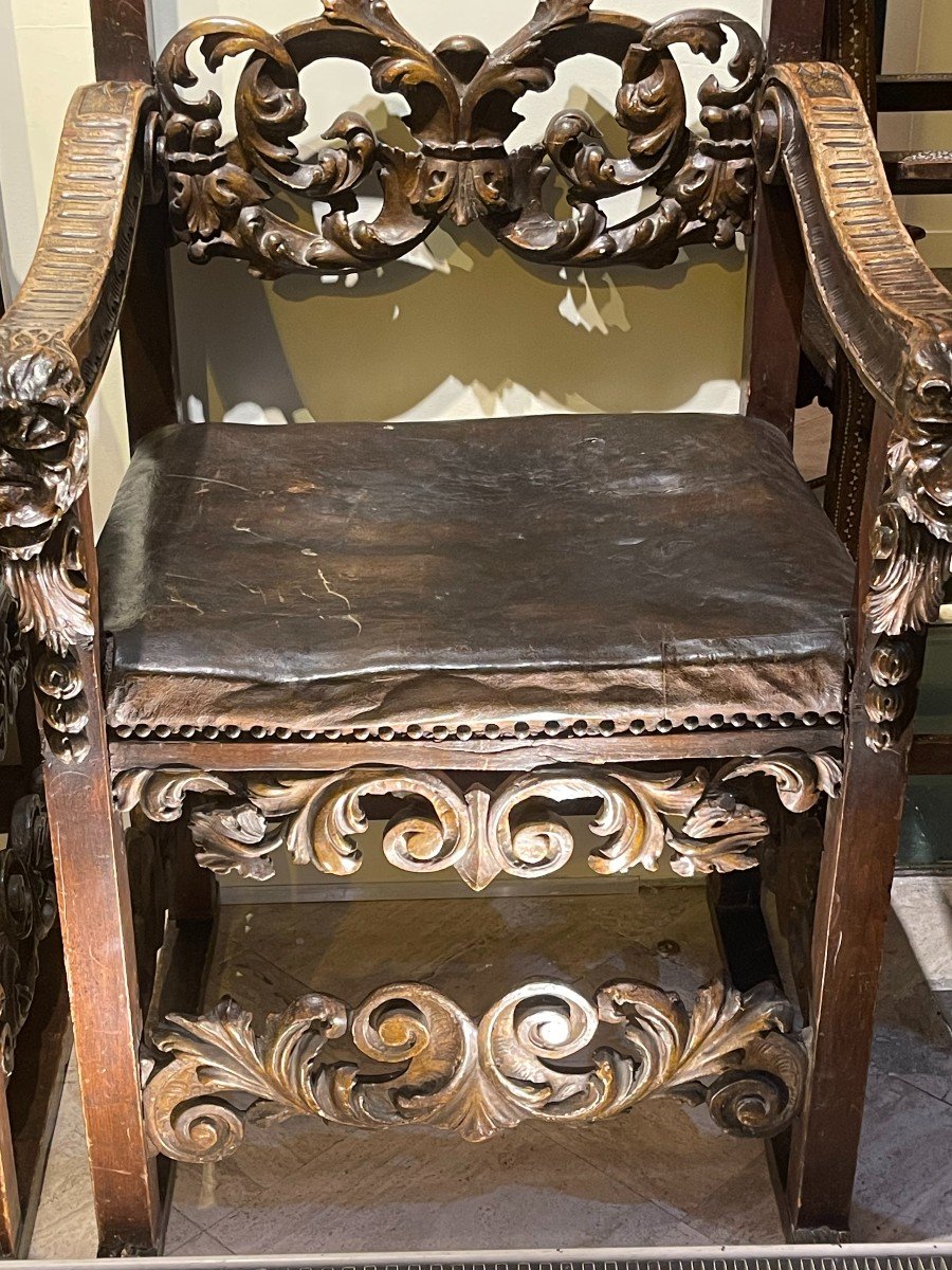 Very Large Pair Of Armchairs, Italy, Tuscany, 17th C.-photo-1