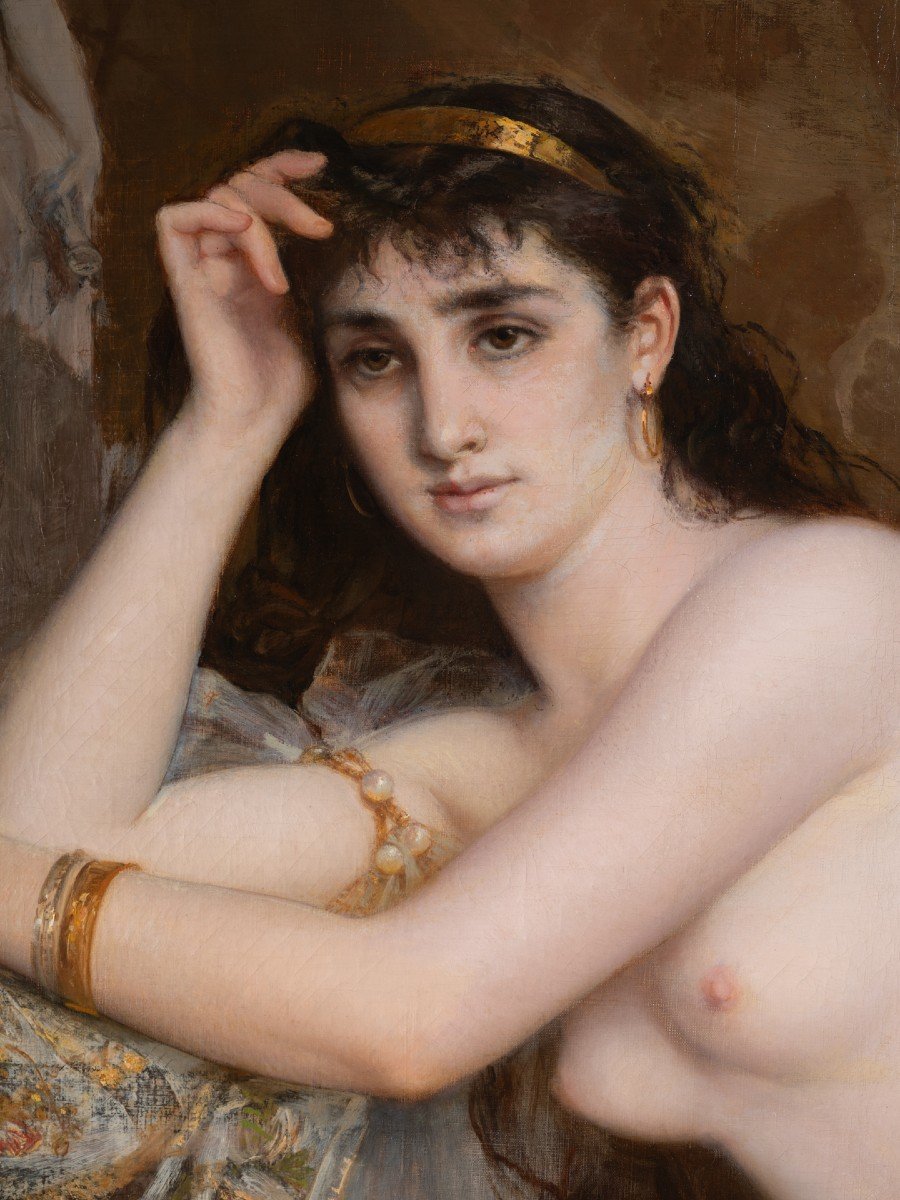 "Le modèle", très grande huile sur toile, A.F.LAURENS, 1883-photo-5