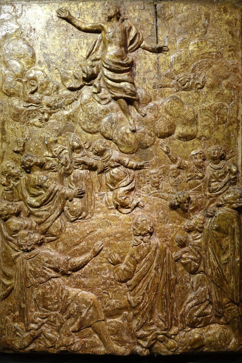 The Ascension Of Christ, Bas-relief In Golden Wood, 17th C. Flanders?-photo-2