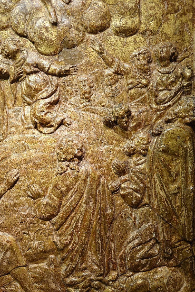 The Ascension Of Christ, Bas-relief In Golden Wood, 17th C. Flanders?-photo-3