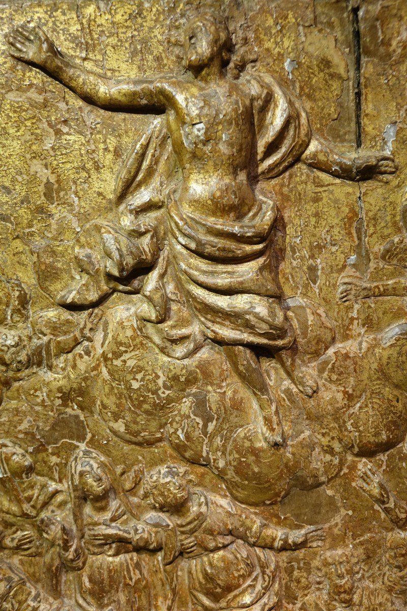 The Ascension Of Christ, Bas-relief In Golden Wood, 17th C. Flanders?-photo-4