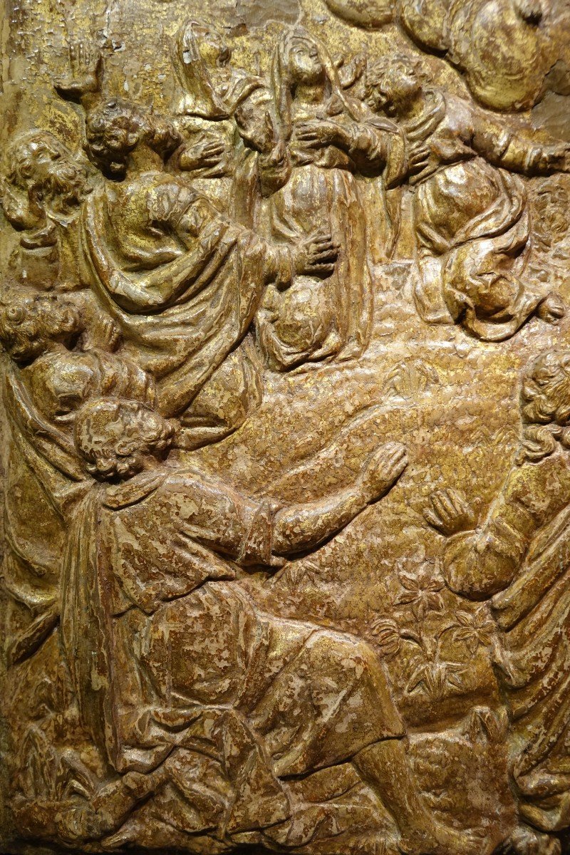 The Ascension Of Christ, Bas-relief In Golden Wood, 17th C. Flanders?-photo-1