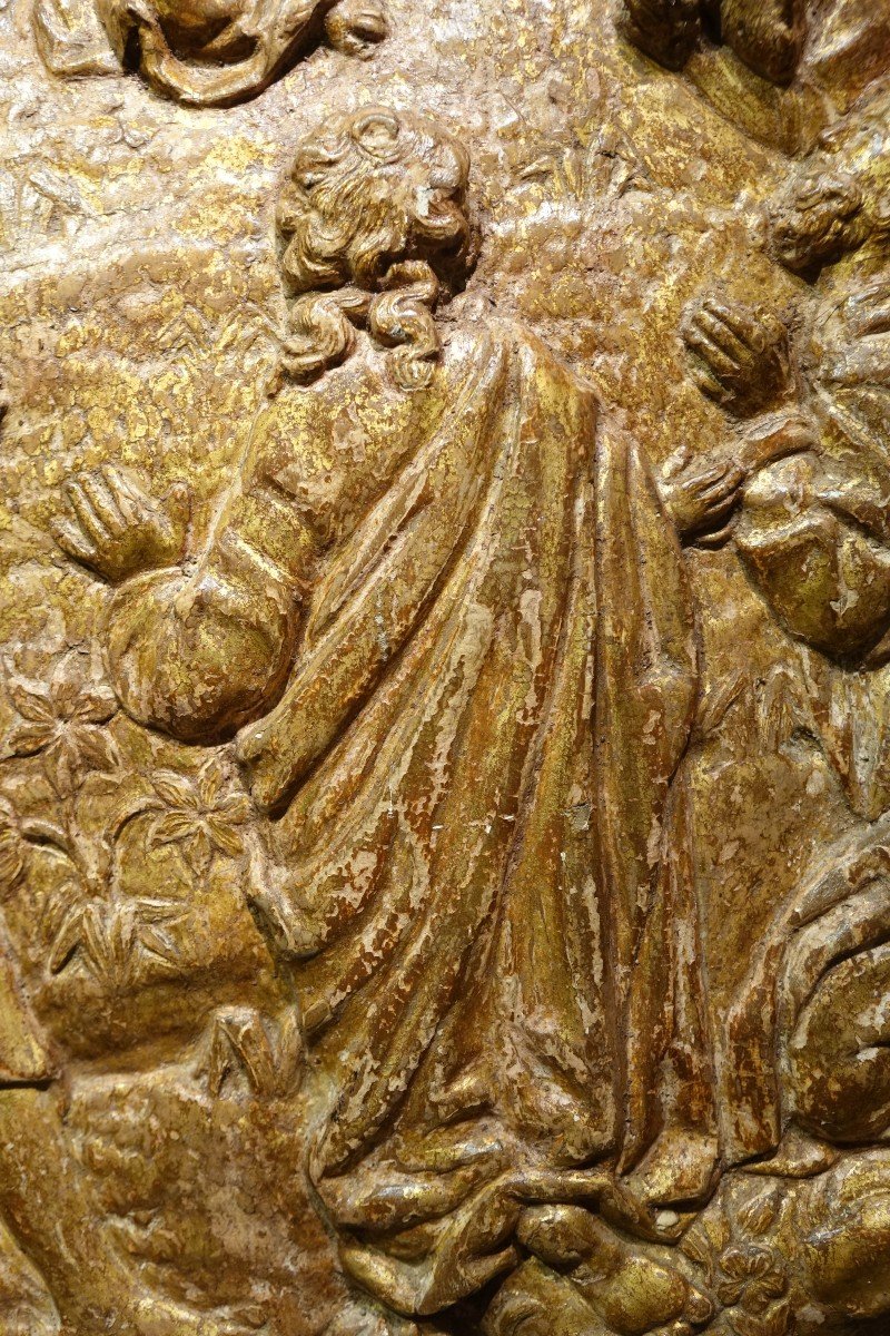 The Ascension Of Christ, Bas-relief In Golden Wood, 17th C. Flanders?-photo-2