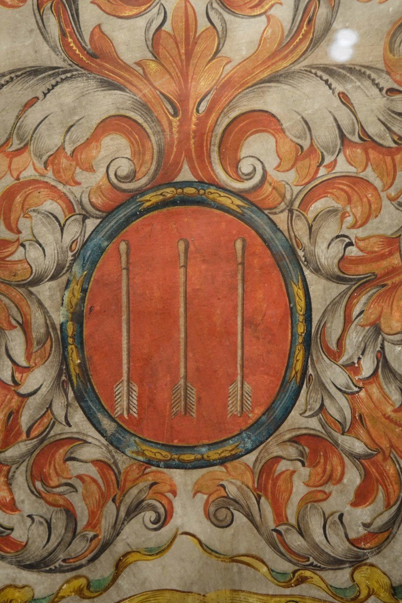 Coat Of Arms Painted On Vellum, Flanders, 17th C.-photo-2