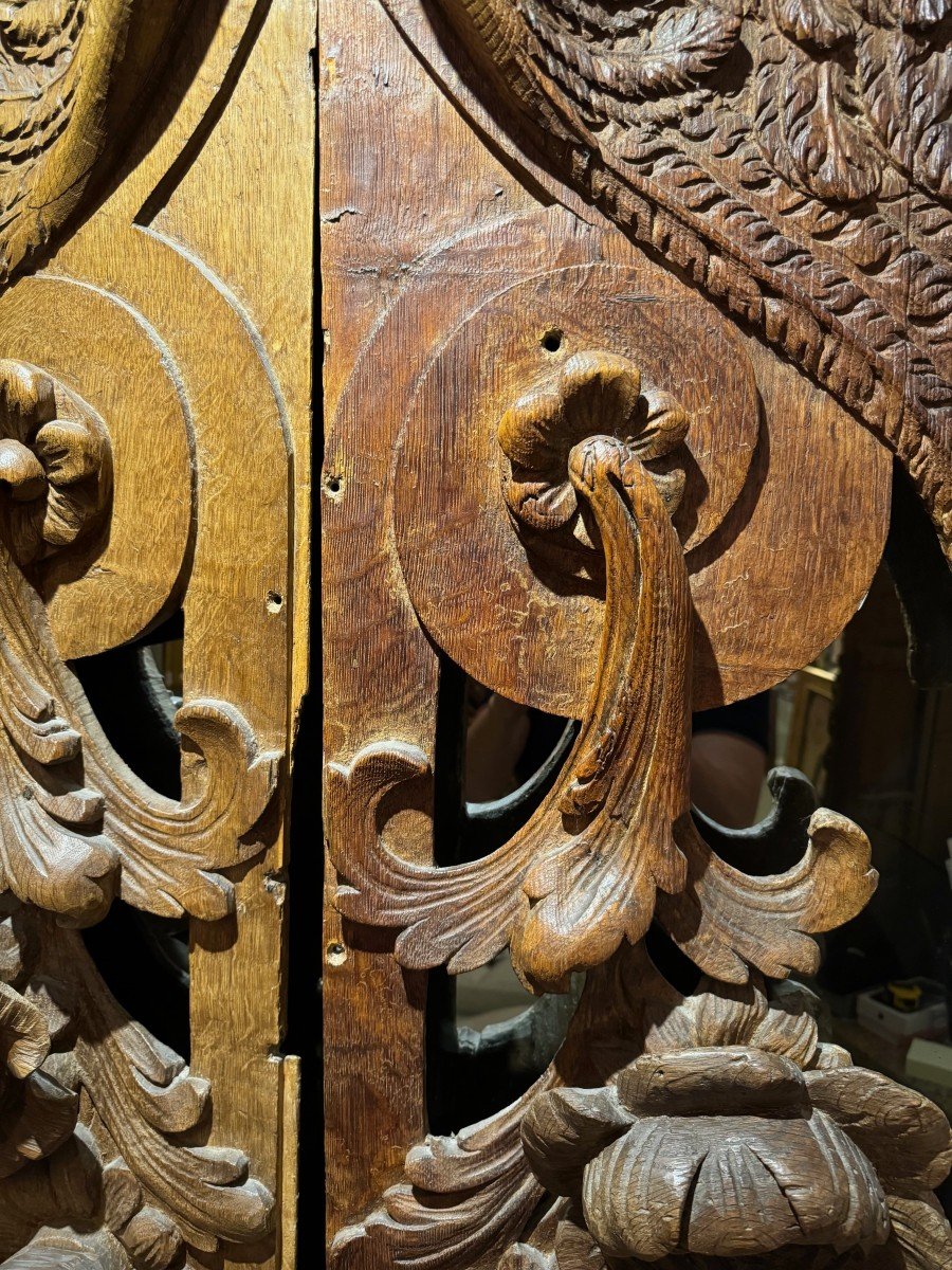 Very Large Elements Of Woodwork, Winged Angels, Flanders, 17th C.-photo-1