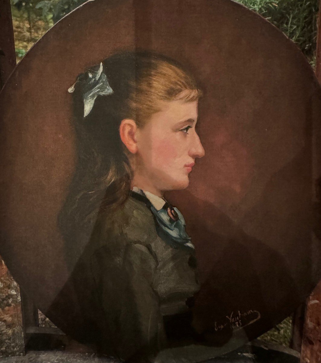 Multiple Portraits In Oval, Oil On Canvas Attributed To Eugénie Van Ham, Around 1875-photo-7