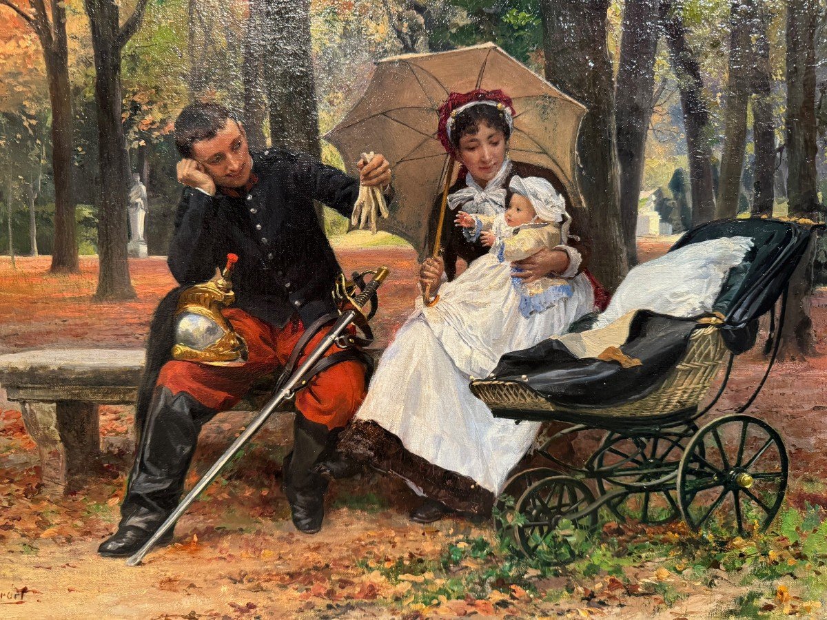 " A Moment Of Relaxation In The Park", Girardet, 19th C.-photo-6