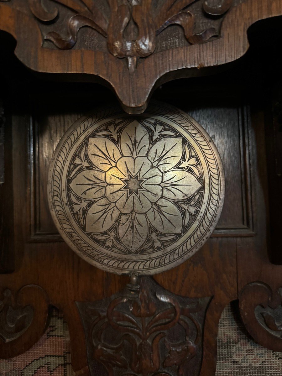 Carved Wood Wall Clock, Germany, 19th C.-photo-2