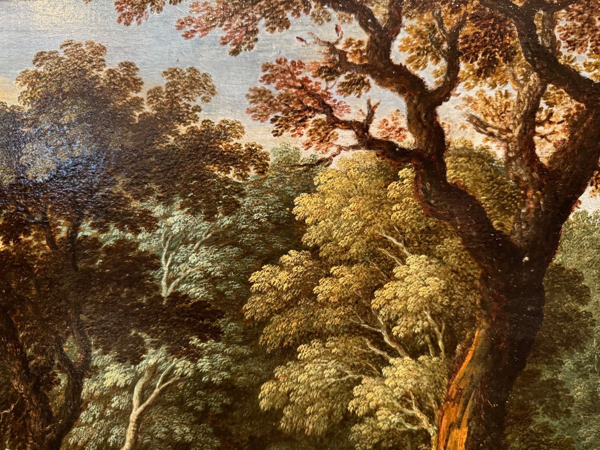 Scène champêtre, Huile sur panneau attribuée à A.Govaerts, Flandres 17e s.-photo-5