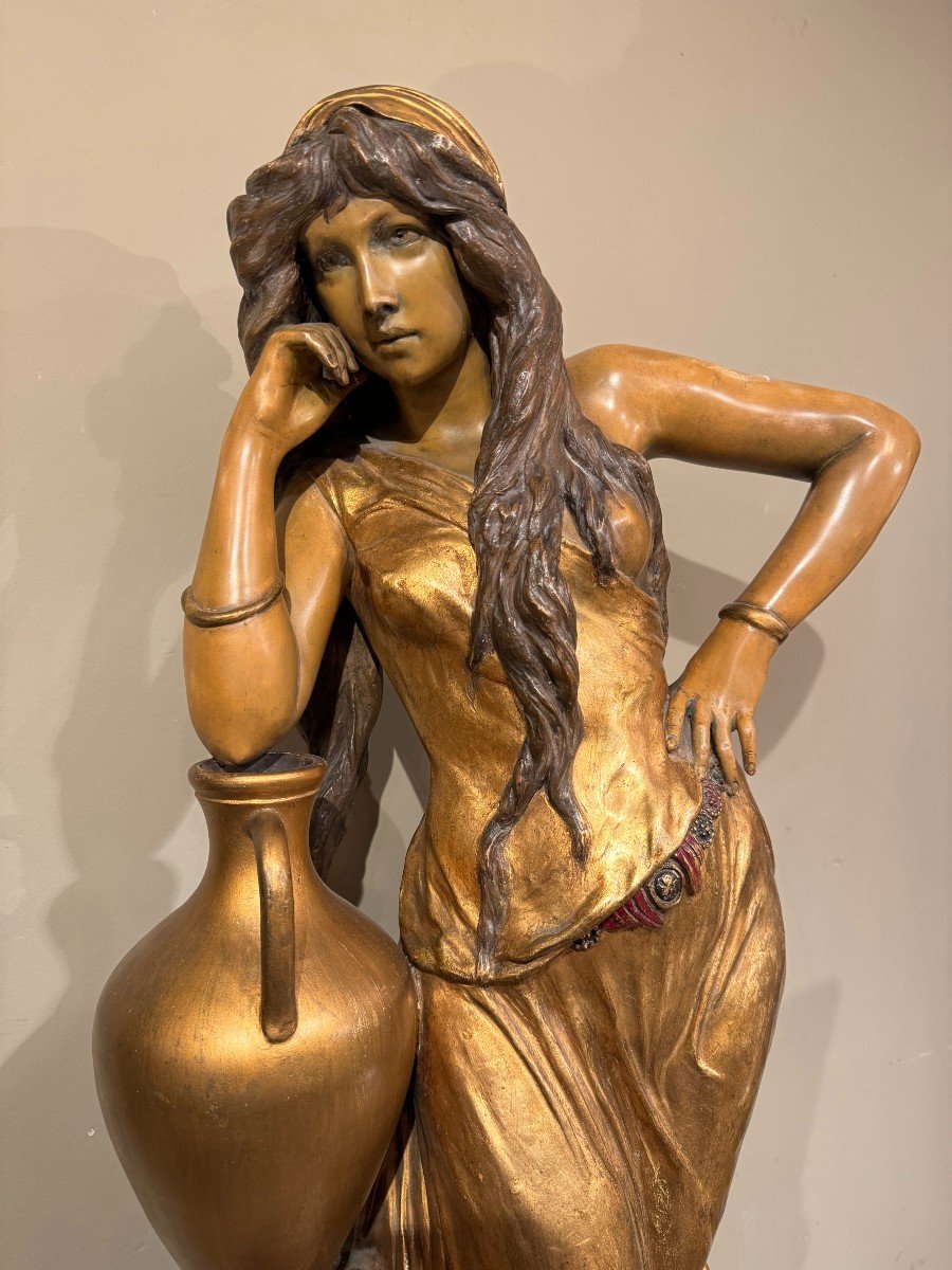 "rebecca At The Well", Gilded Terracotta, Goldscheider, 1903.-photo-3