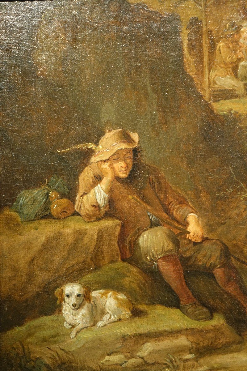 "man Sleeping With His Dog", Attributed To David Teniers The Younger (1610-1690)-photo-2