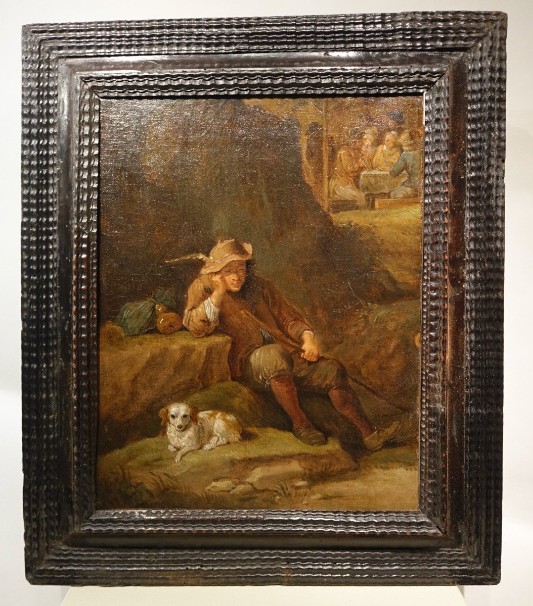 "man Sleeping With His Dog", Attributed To David Teniers The Younger (1610-1690)-photo-4