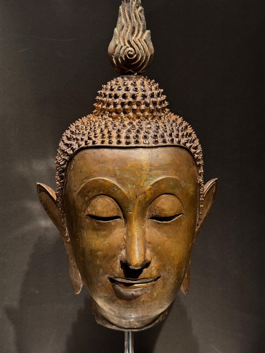 Tête de Bouddha en bronze, Rattanakosin, 19e S.