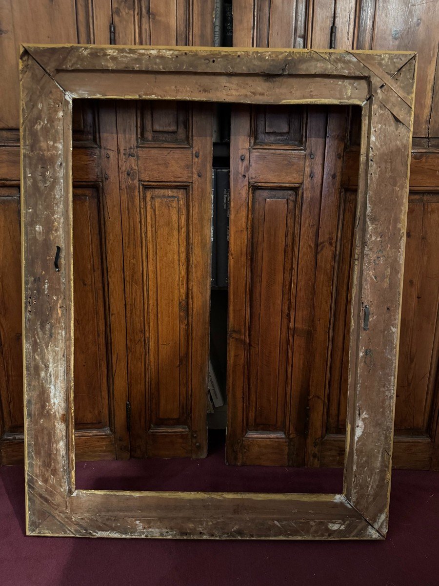 Gilded Wooden Frame With Heart Stripes, France, Circa 1830. Gold Leaf, 99x76-photo-2