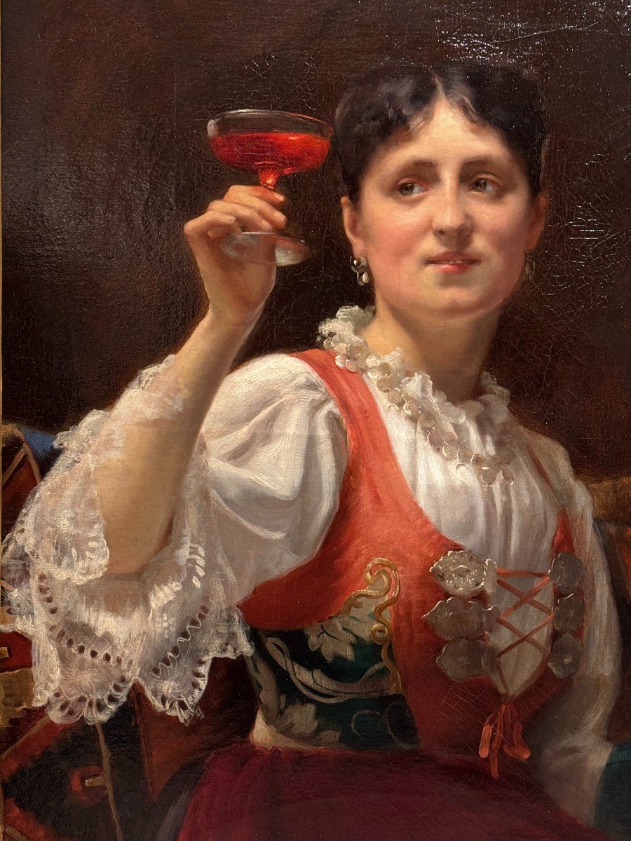 "young Woman Holding A Cup Of Wine", Auguste Delecluse, 1875-photo-2