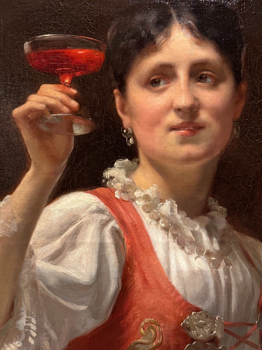 "young Woman Holding A Cup Of Wine", Auguste Delecluse, 1875-photo-4