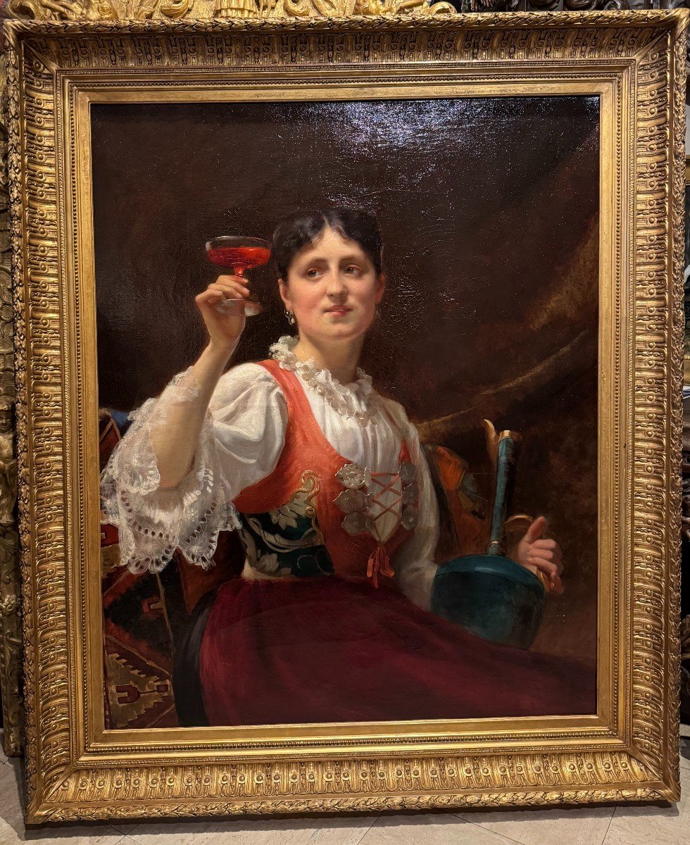 "young Woman Holding A Cup Of Wine", Auguste Delecluse, 1875-photo-4