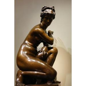 Large Bronze From Barbedienne, Crouching Aphrodite, 19th C.