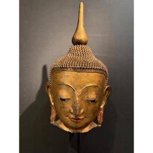 Head Of Buddha, Terracotta, Burma Or Thailand, Late 19th