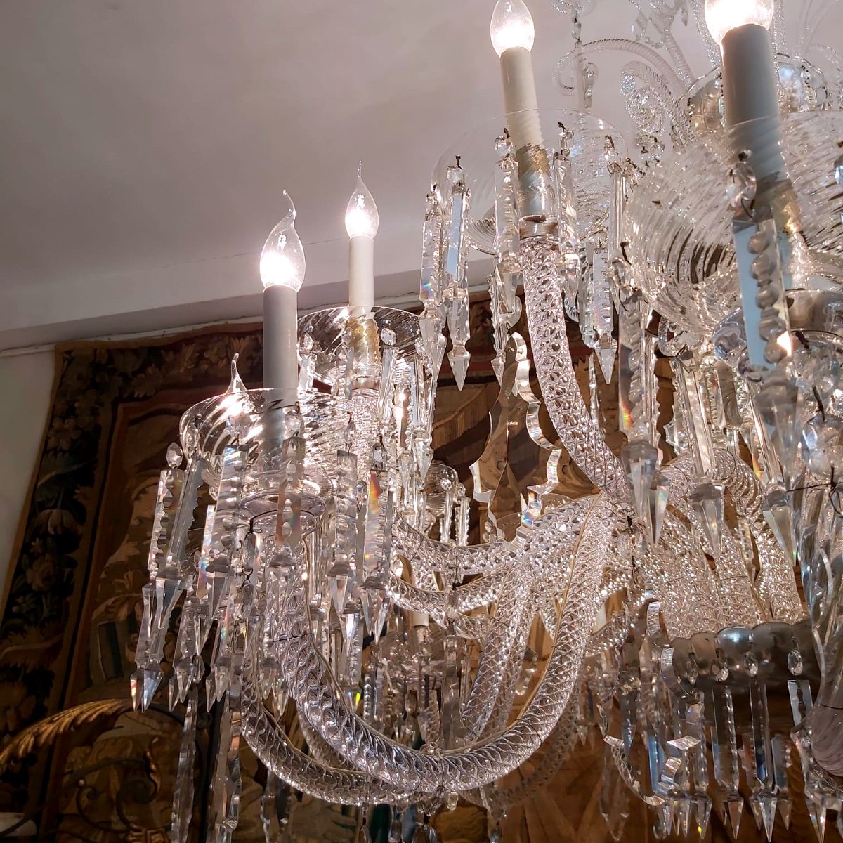 Ceremonial Chandelier In Bohemian Crystal With 24 Sconces Circa 1880. H1.40mx1.40m-photo-6