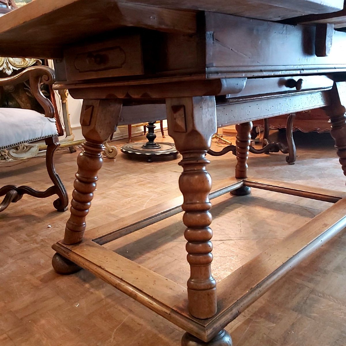 Swiss "chalet" Table, Late 18th Early 19th Century In Walnut, Slate Tray;-photo-3