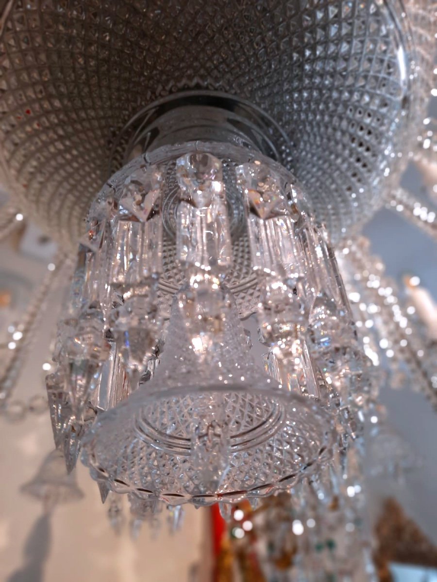 Lustre en cristal de BACCARAT 24 lumières, signé. Modèle crée par Philippe STARCK. XXème siècle-photo-2