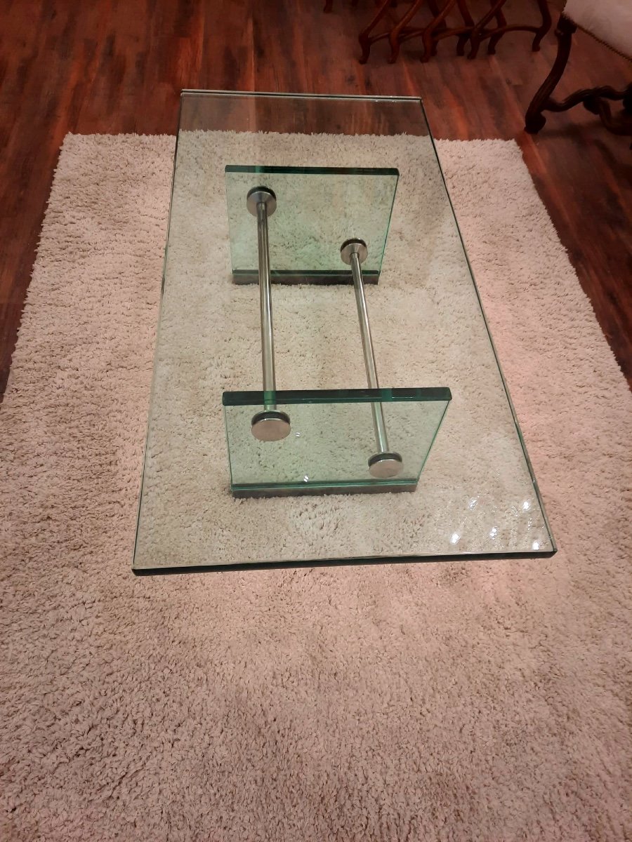 Glass And Chrome Metal Coffee Table Circa 1940s/1950s -photo-2