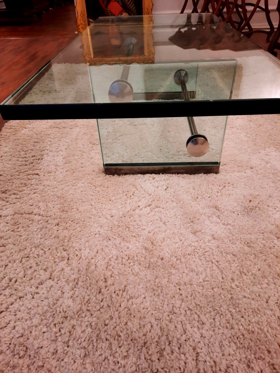 Glass And Chrome Metal Coffee Table Circa 1940s/1950s -photo-4