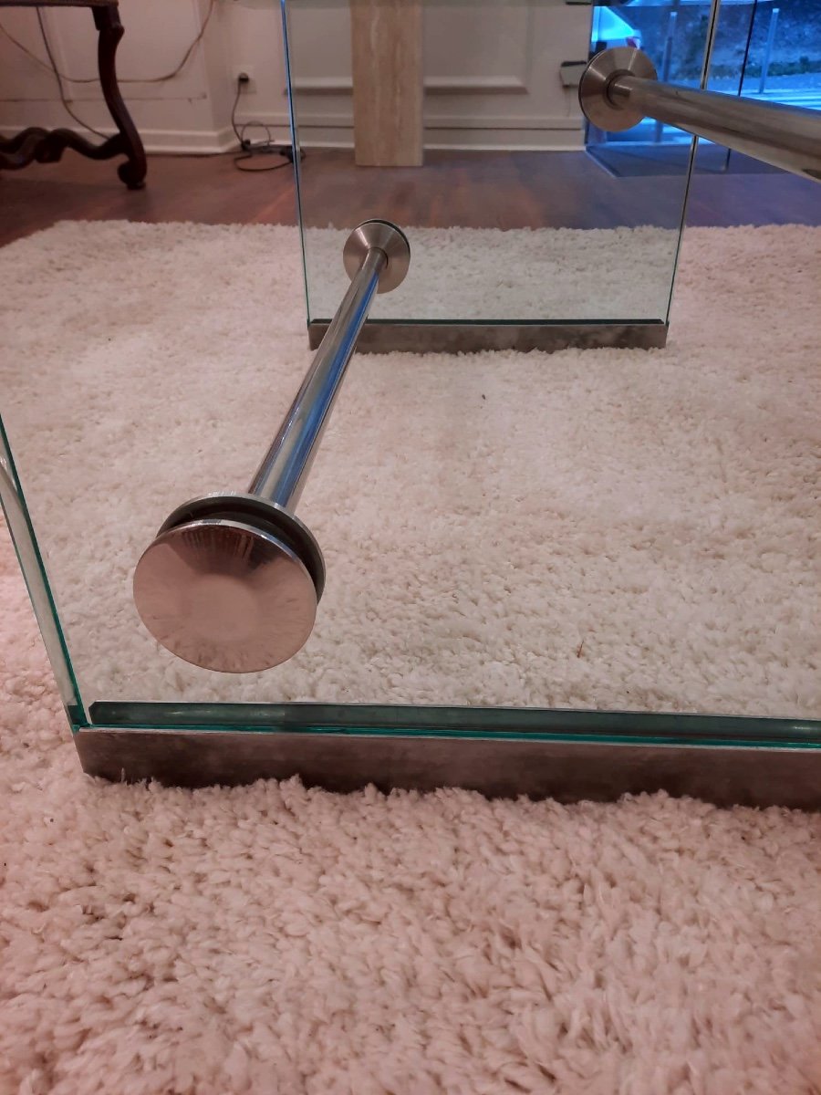 Glass And Chrome Metal Coffee Table Circa 1940s/1950s -photo-4