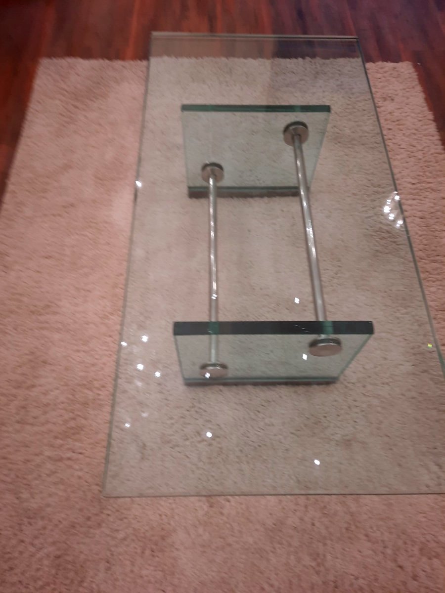 Glass And Chrome Metal Coffee Table Circa 1940s/1950s -photo-5