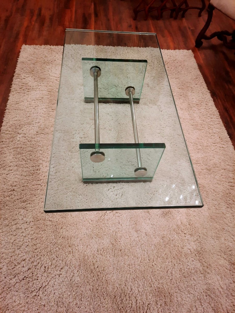 Glass And Chrome Metal Coffee Table Circa 1940s/1950s 