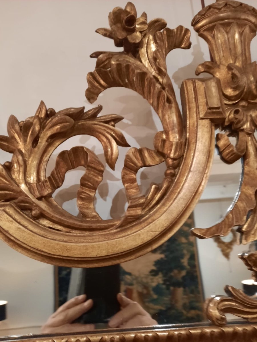 Elegant 19th Century Gilded Wood Mirror With Louis XVI Style Glazing Beads-photo-3