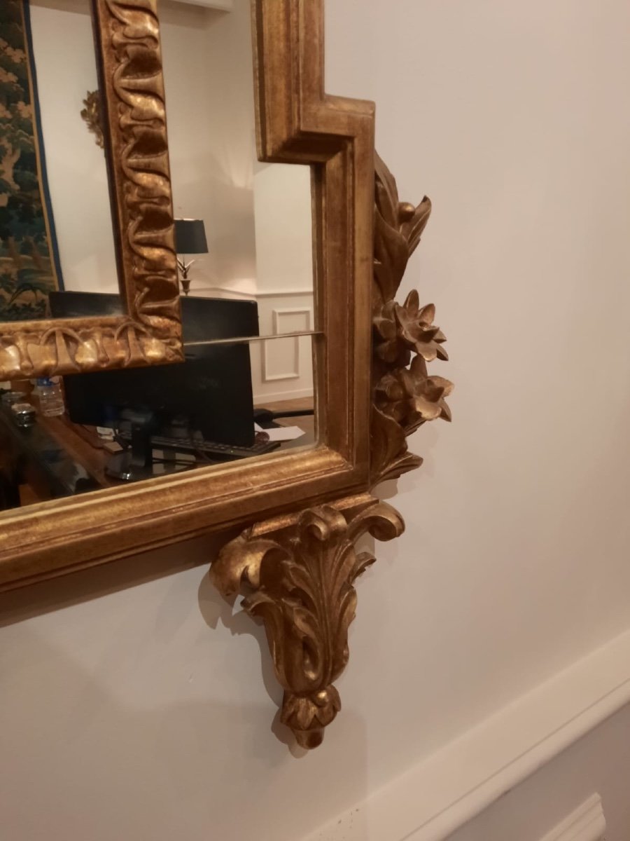 Elegant 19th Century Gilded Wood Mirror With Louis XVI Style Glazing Beads-photo-1