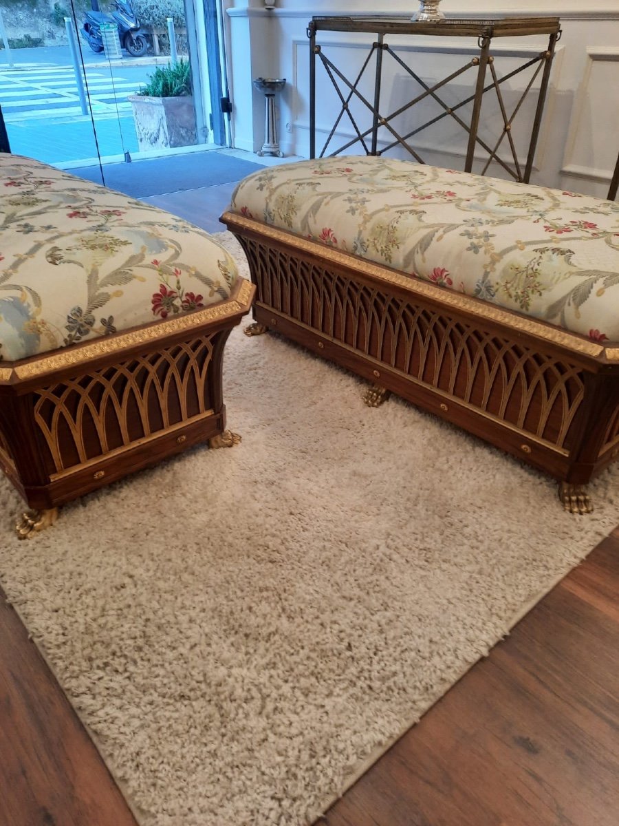 Pair Of Directoire Style Benches, Early 20th Century. Decorator's Work-photo-3