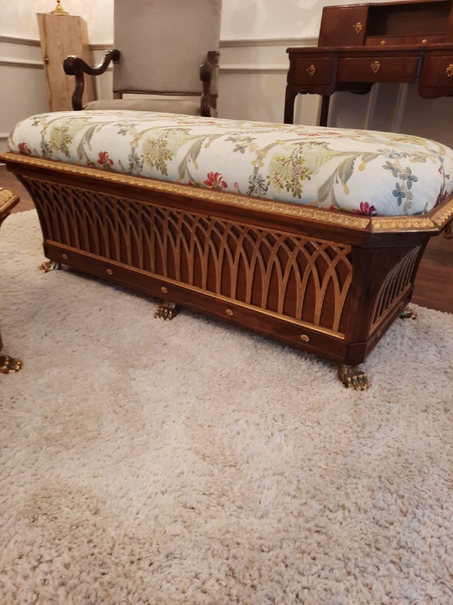 Pair Of Directoire Style Benches, Early 20th Century. Decorator's Work-photo-6