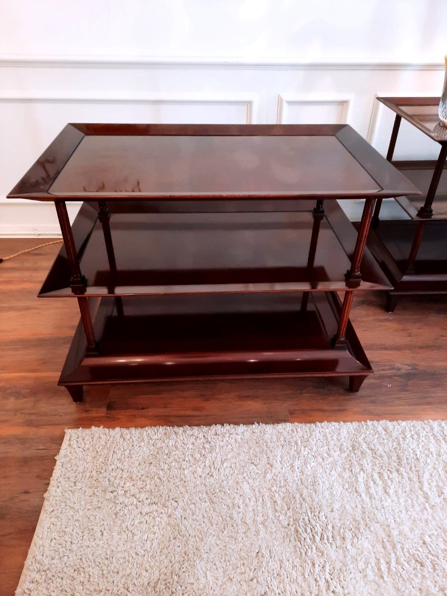 Pair Of Tables Or End Tables Maison Baker Paris In Mahogany. 20th Century.