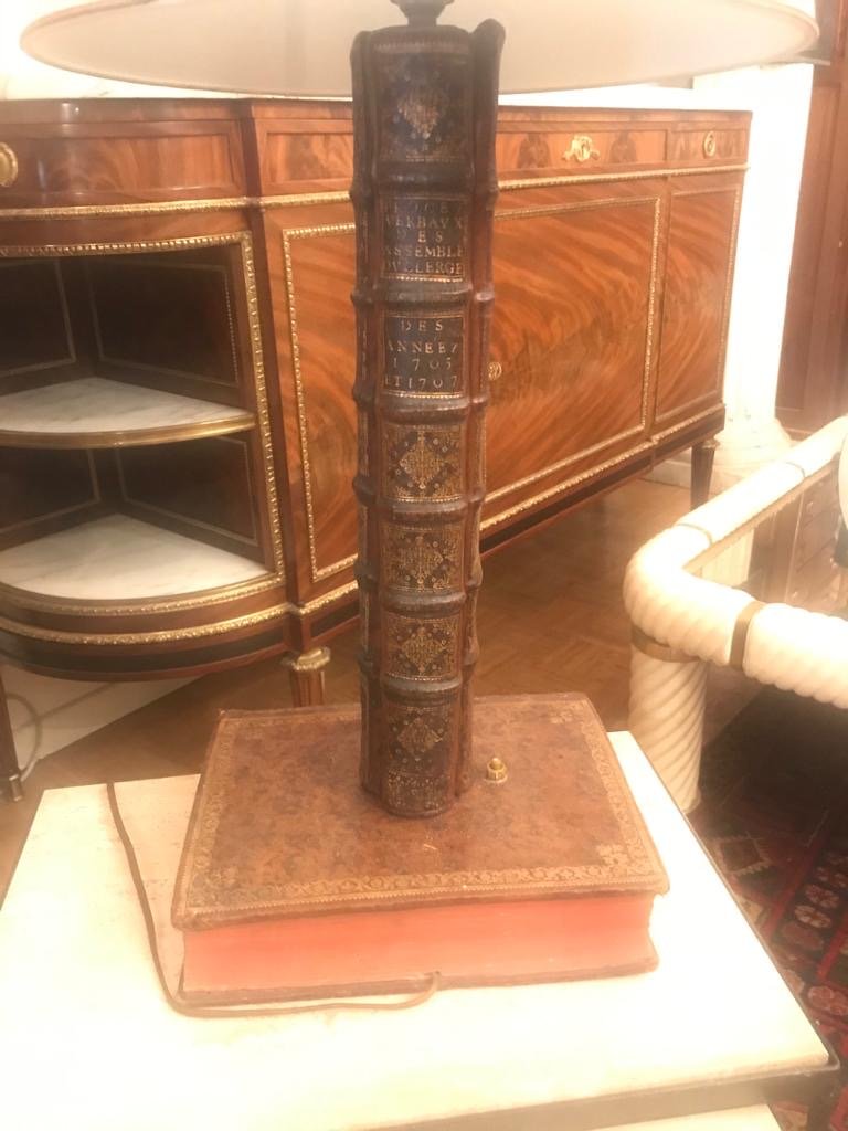 Lampe Originale De Bibliothécaire. Epoque 1900 en Cuir.-photo-4