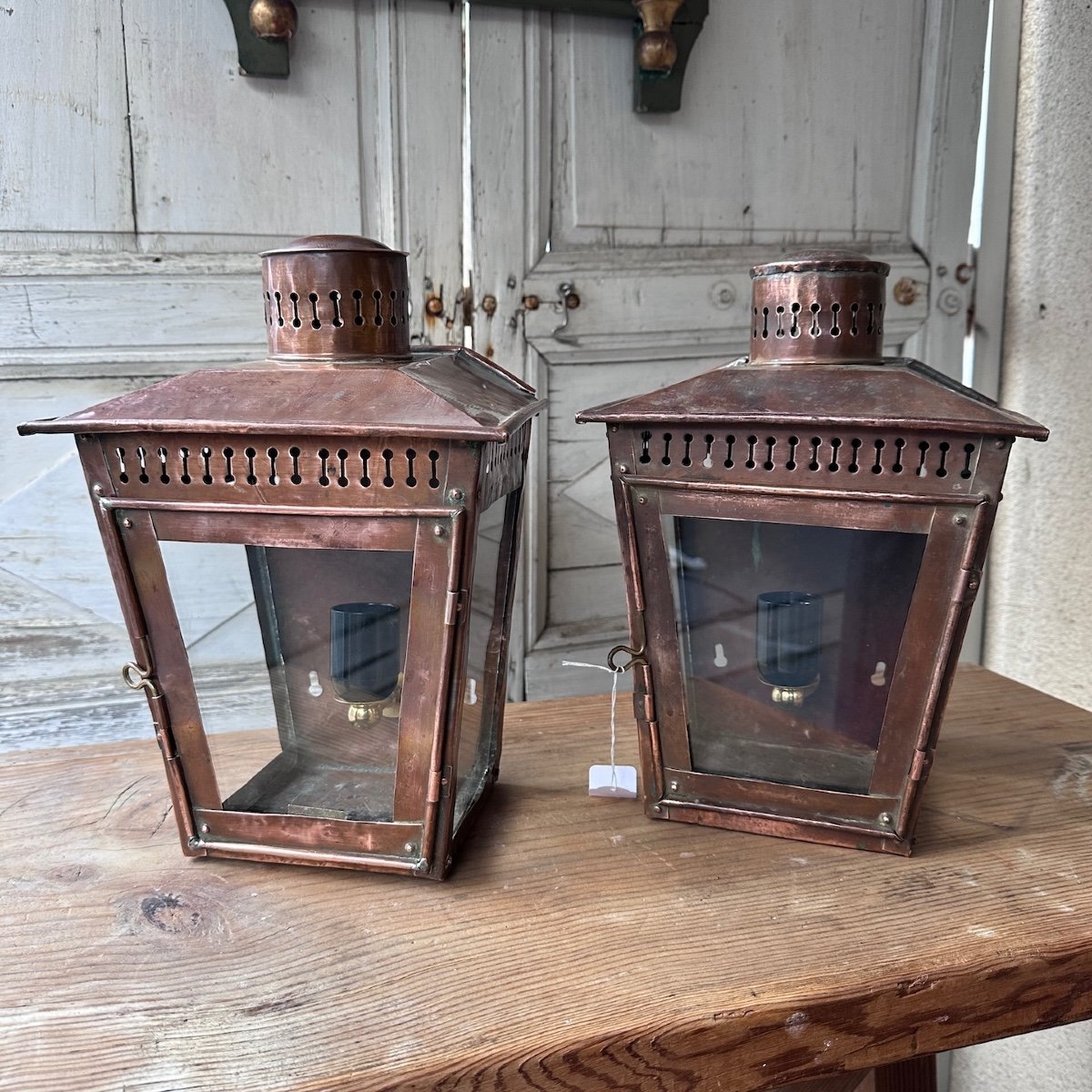 Pair Of Copper Wall Lanterns-photo-2