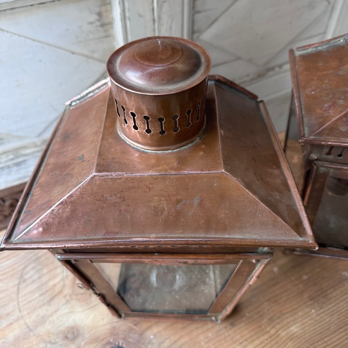 Pair Of Copper Wall Lanterns-photo-3