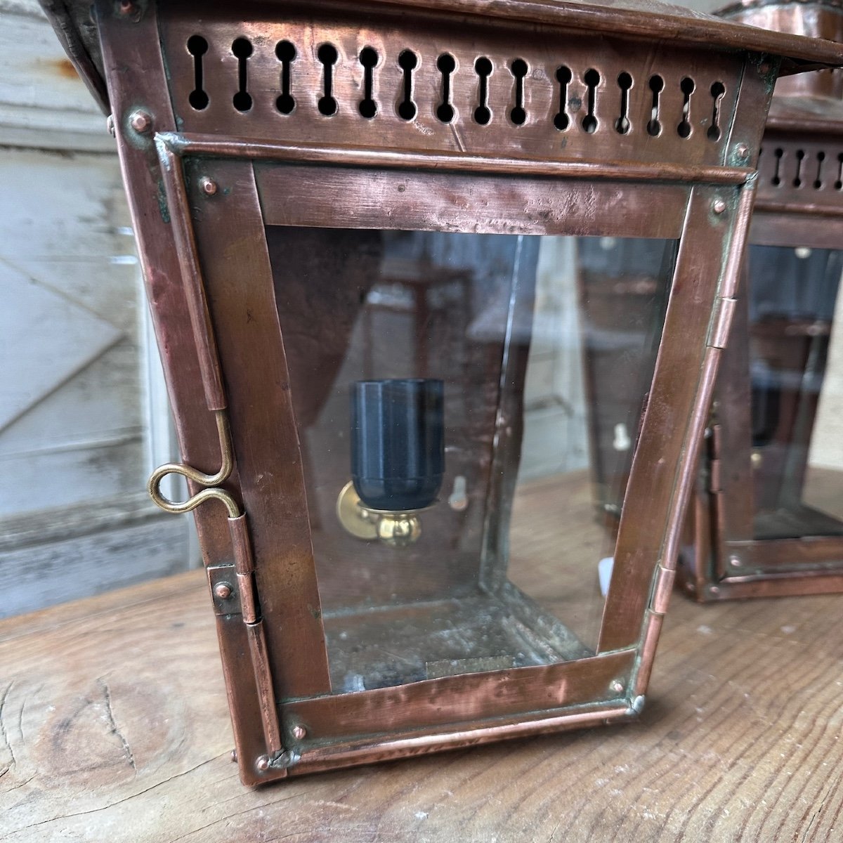 Pair Of Copper Wall Lanterns-photo-4