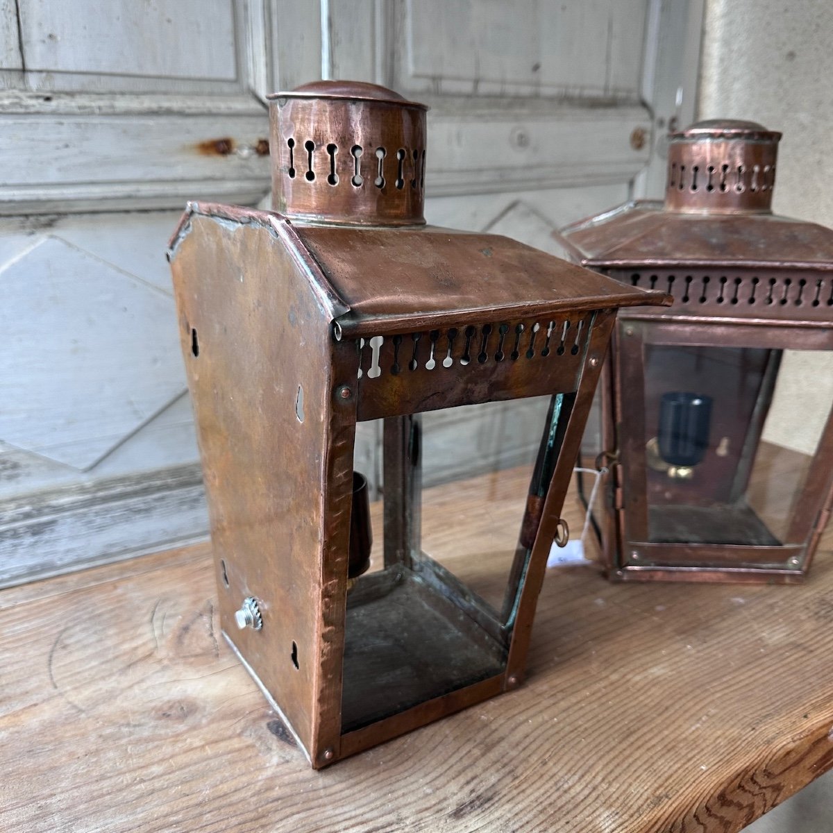 Pair Of Copper Wall Lanterns-photo-1