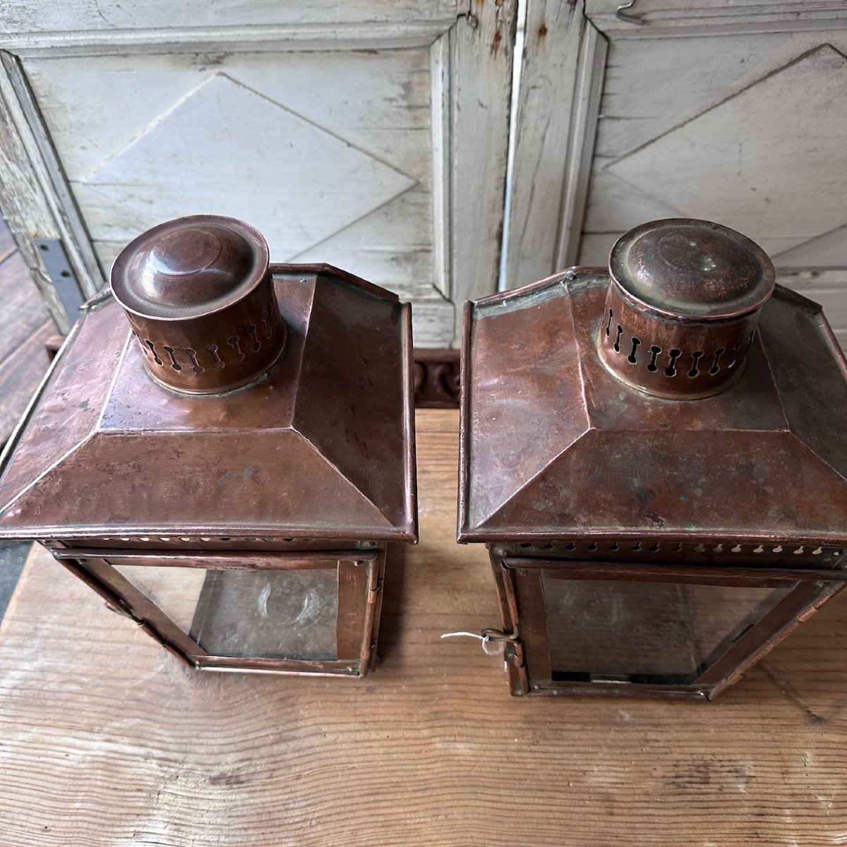 Pair Of Copper Wall Lanterns-photo-2