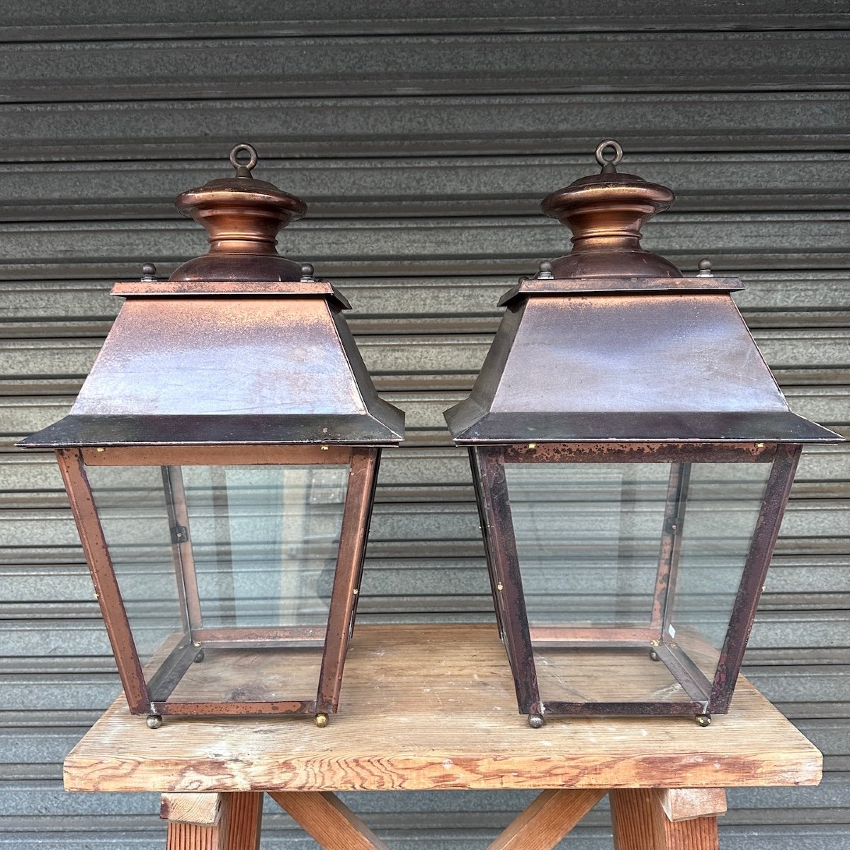 Pair Of Copper Lanterns 