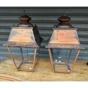 Pair Of Copper Lanterns 